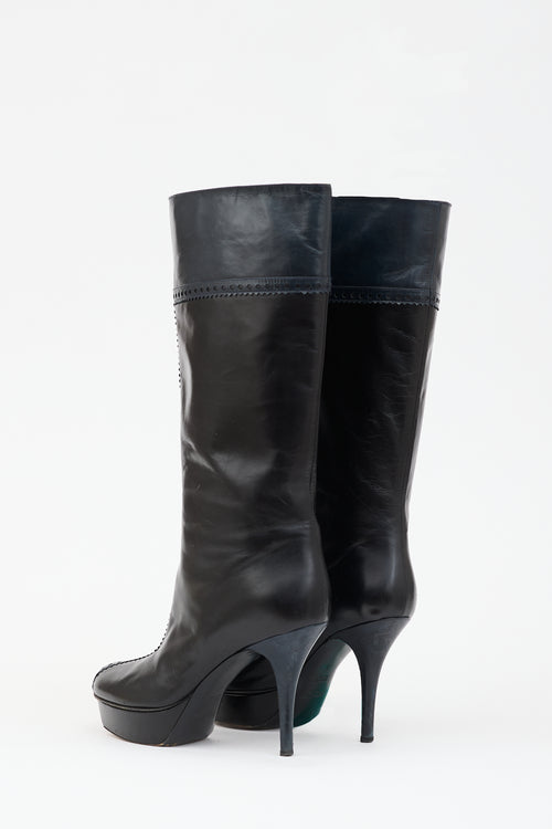Saint Laurent Leather Brogue Platform Boot
