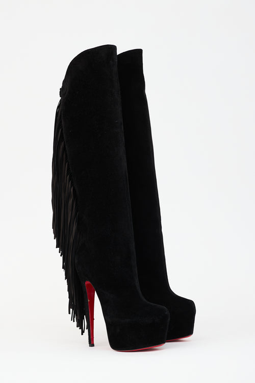 Christian Louboutin Suede Fringe Interlopa Boot