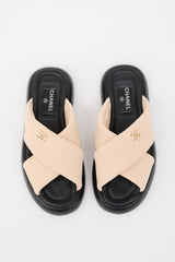Chanel Leather & Neoprene CC Sandal