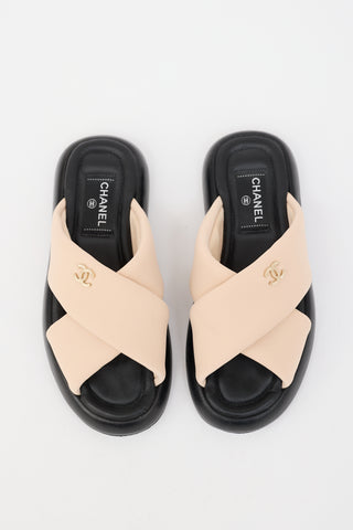 Chanel Leather & Neoprene CC Sandal