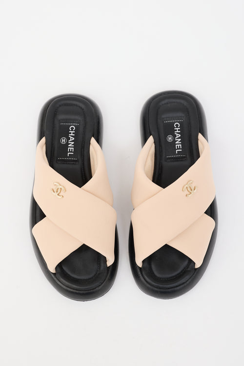 Chanel Leather & Neoprene CC Sandal