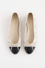 Chanel Tweed & Leather CC Logo Ballet Flat