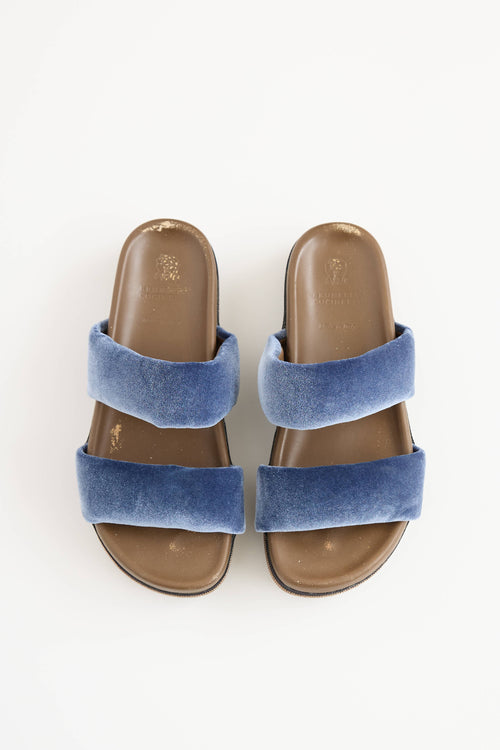 Brunello Cucinelli Velvet Monili Sandal