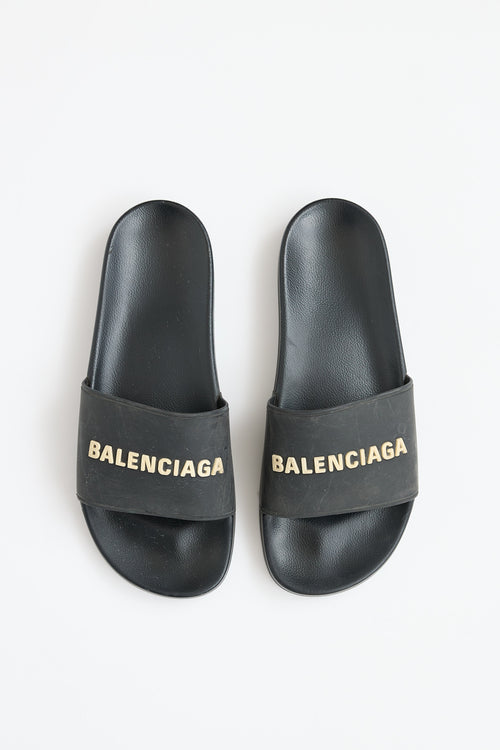 Balenciaga Logo Pool Slide