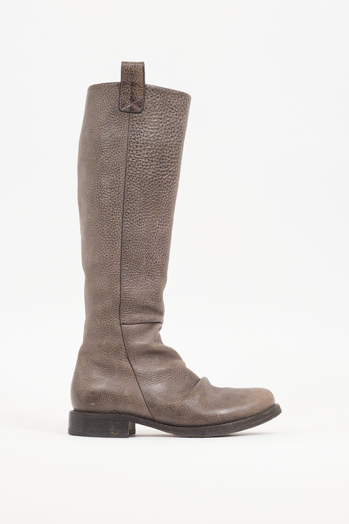 Brunello Cucinelli Brown Leather Knee High Boot