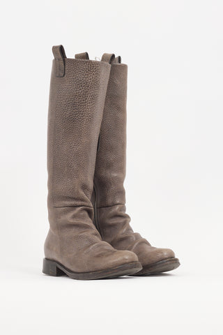 Brunello Cucinelli Brown Leather Knee High Boot