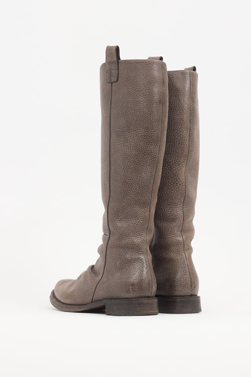 Brunello Cucinelli Brown Leather Knee High Boot