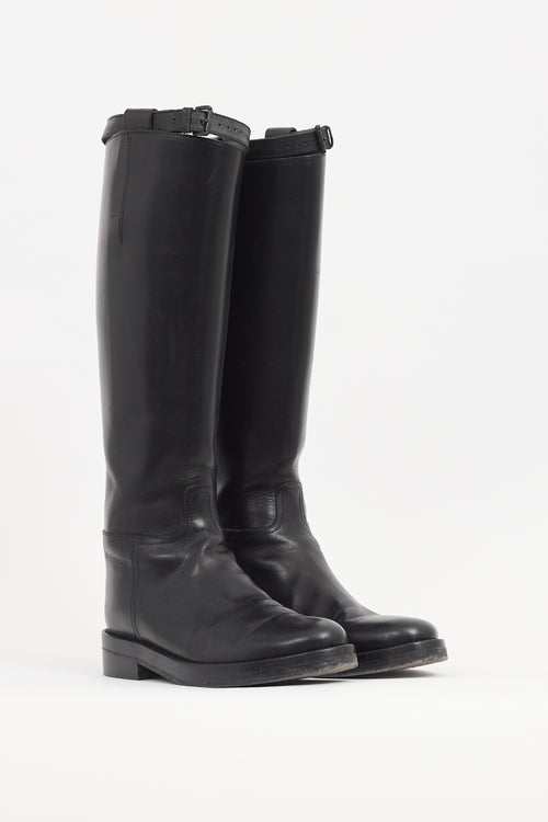 Ann Demeulemeester Black Leather Stan Riding Boot