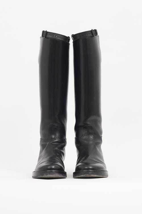 Ann Demeulemeester Black Leather Stan Riding Boot