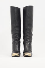 Valentino Black Leather Rockstud Boot