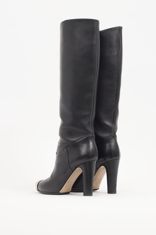 Valentino Black Leather Rockstud Boot