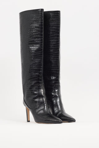 Jimmy Choo Black Leather Mavis 100 Boot