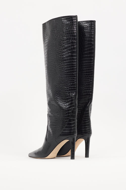 Jimmy Choo Black Leather Mavis 100 Boot