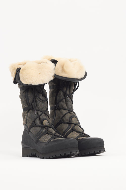 The North Face Grey & Black Leather Cryos Boot