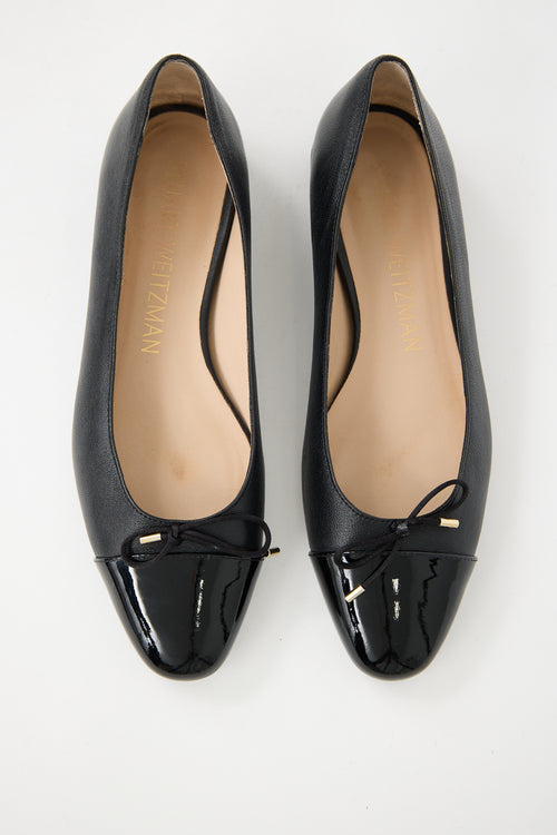 Stuart Weitzman Black Leather Ballerina Flat