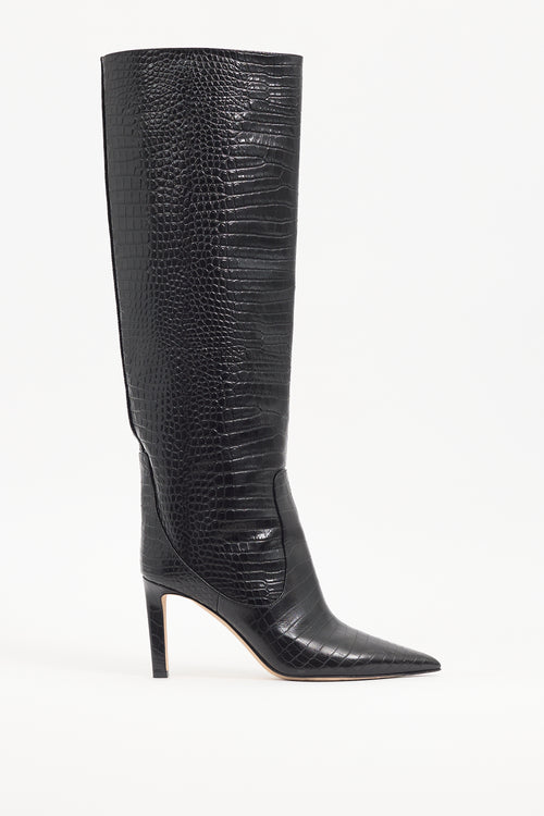 Jimmy Choo Black Leather Mavis 100 Boot