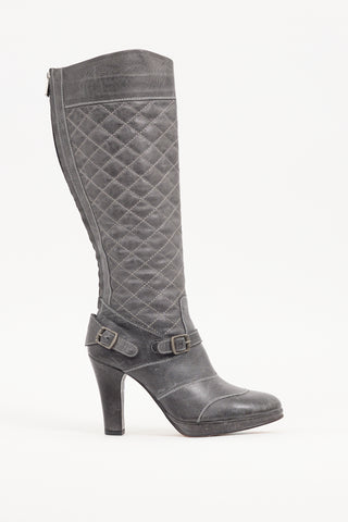 Belstaff Grey Leather Quilted Boot