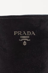 Prada Black Suede Knee High Logo Boot