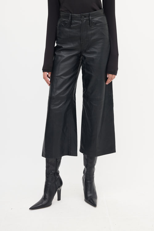 Frame Black Leather Culotte Trouser