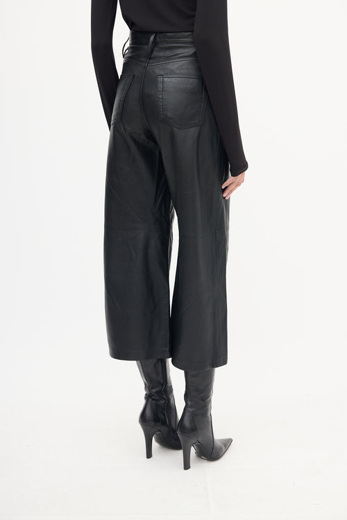 Frame Black Leather Culotte Trouser