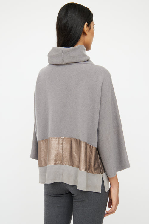 Fabiana Filippi Grey & Bronze Cashmere & Suede Top