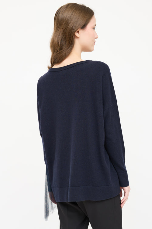 Fabiana Filippi Cashmere & Tulle Crewneck  Sweater