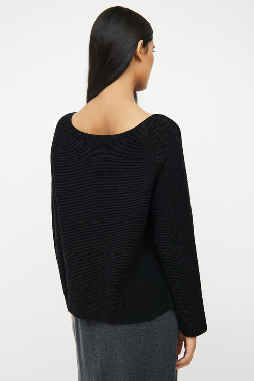 Fabiana Filippi Black Knit Beaded Pocket Sweater