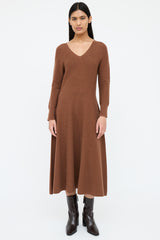 Fabiana Filippi Brown Knit V-Neck Knit Dress