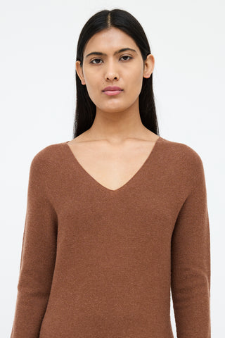 Fabiana Filippi Brown Knit V-Neck Knit Dress