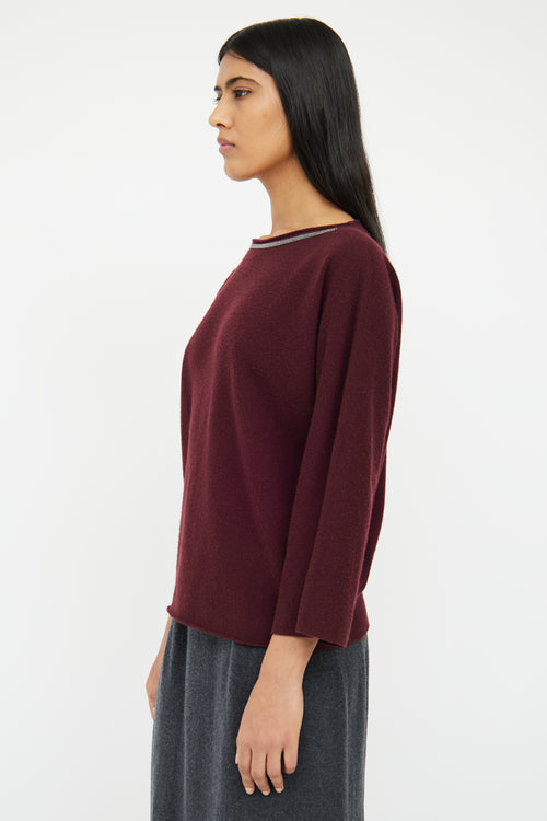 Fabiana Filippi Burgundy Wool & Silver Bead Detail Sweater