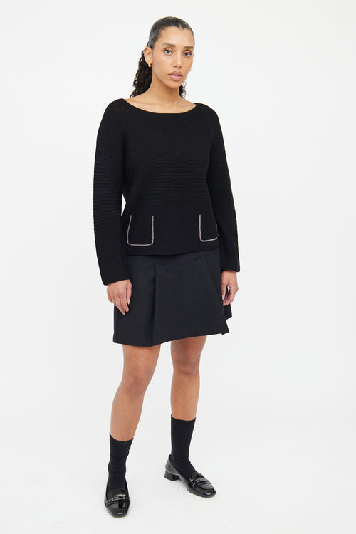 Fabiana Filippi Black Knit Crystal Pocket Sweater