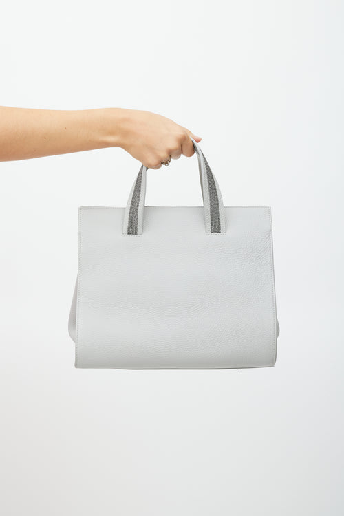 Fabiana Filippi Grey Leather Embellished Handle Bag