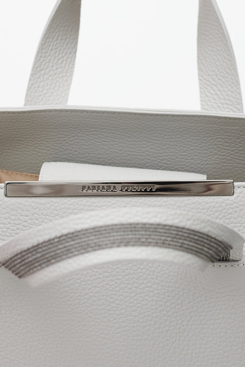 Fabiana Filippi Grey Leather Embellished Handle Bag