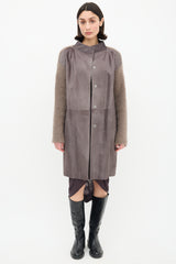 Fabiana Filippi Taupe Bouclé Knit & Hair Coat