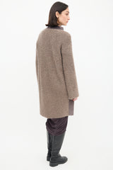Fabiana Filippi Taupe Bouclé Knit & Hair Coat
