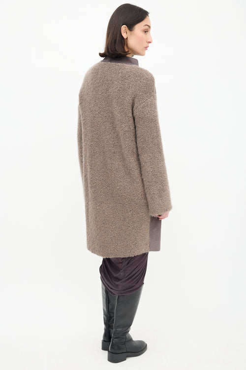 Fabiana Filippi Taupe Bouclé Knit & Hair Coat