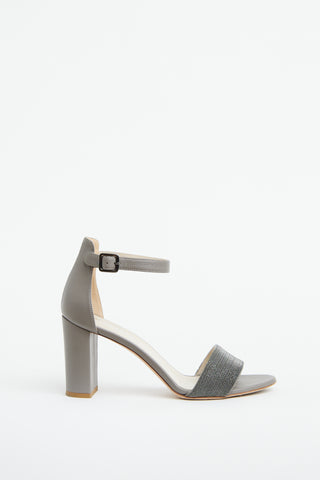 Fabiana Filippi Grey Suede & Silver Embellished Sandal