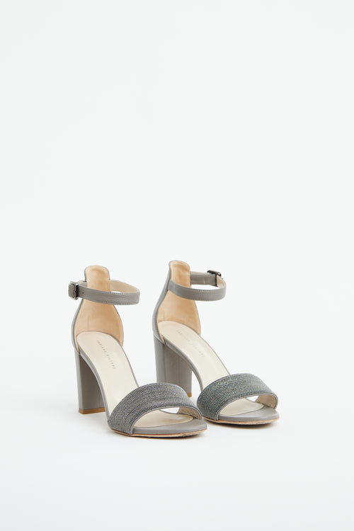 Fabiana Filippi Grey Suede & Silver Embellished Sandal