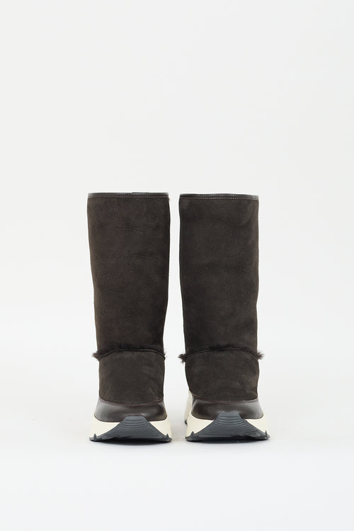 Fabiana Filippi Dark Grey Suede & Shearling Lined Sneaker