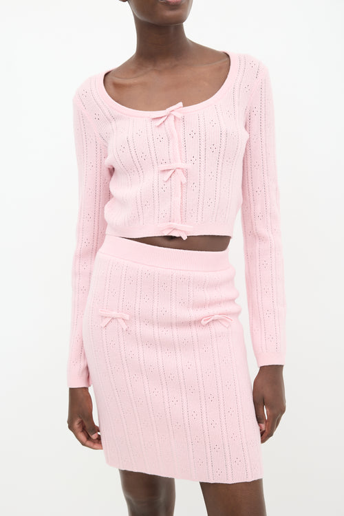 Fabrique Pink Wool Knit Bow Co-Ord Set