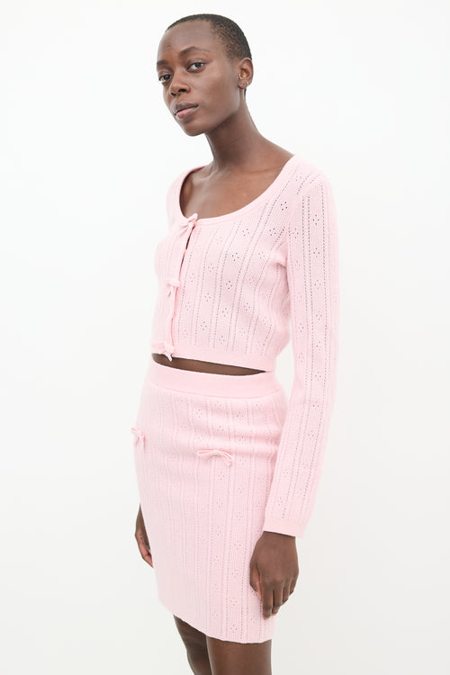 Fabrique Pink Wool Knit Bow Co-Ord Set