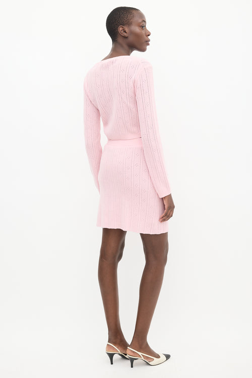 Fabrique Pink Wool Knit Bow Co-Ord Set