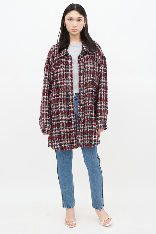 Faith Connexion Red & Multicolour Wool Tweed Jacket