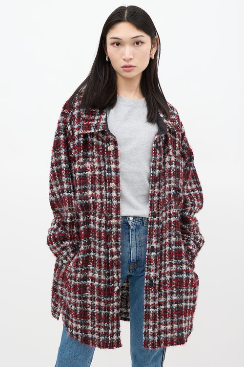 Faith Connexion Red & Multicolour Wool Tweed Jacket