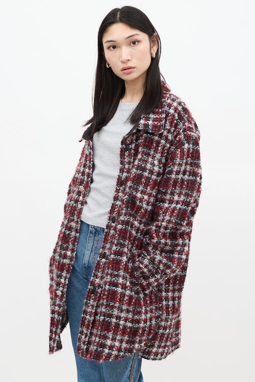 Faith Connexion Red & Multicolour Wool Tweed Jacket