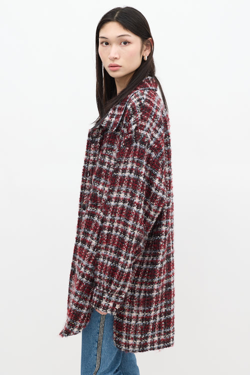 Faith Connexion Red & Multicolour Wool Tweed Jacket