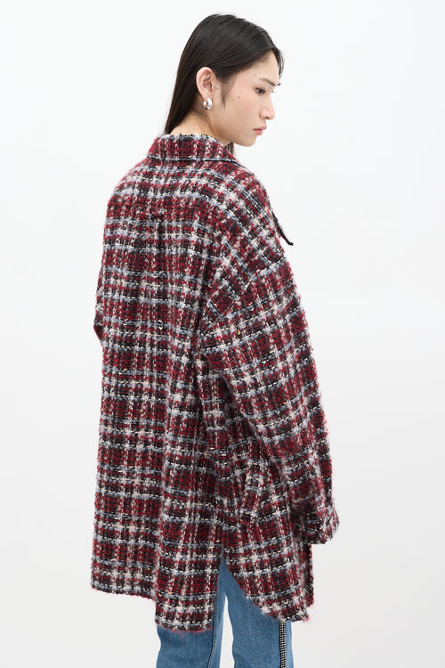 Faith Connexion Red & Multicolour Wool Tweed Jacket