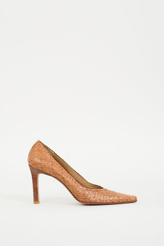 Farrutx Brown Woven Leather Pump