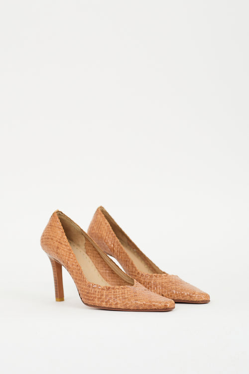 Farrutx Brown Woven Leather Pump