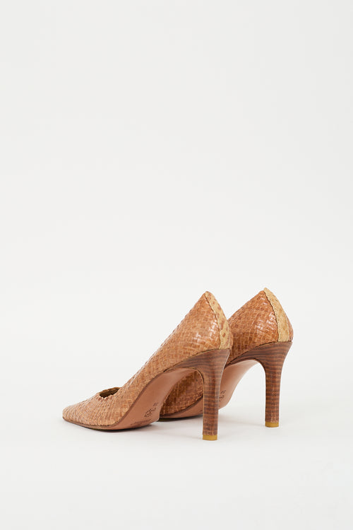 Farrutx Brown Woven Leather Pump